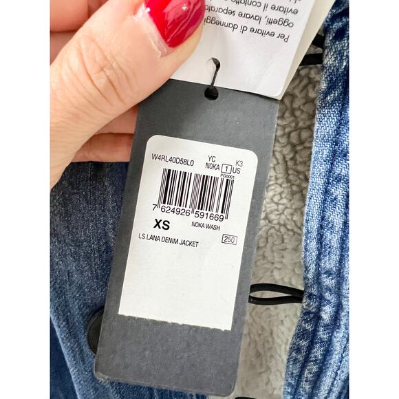 NWT Guess Lana Sherpa-Lined Long Sleeve Trucker Jacket Noka Wash Women's Size XS - Picture 6 of 8